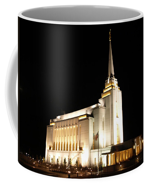 Lds Coffee Mug featuring the photograph Rexburg Temple At Night by DeeLon Merritt