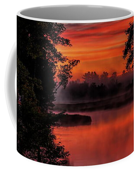 Backwater Coffee Mug featuring the photograph Rhinelander Flowage Sunrise Reflection by Dale Kauzlaric