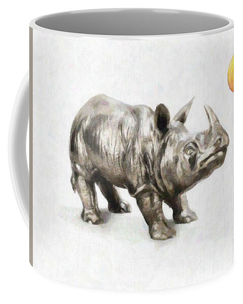 Moon Coffee Mug featuring the painting Rhinoceros 2 by Celestial Images