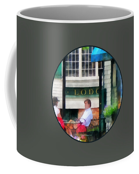 Newport Coffee Mug featuring the photograph Rhode Island - Cafe Newport RI by Susan Savad