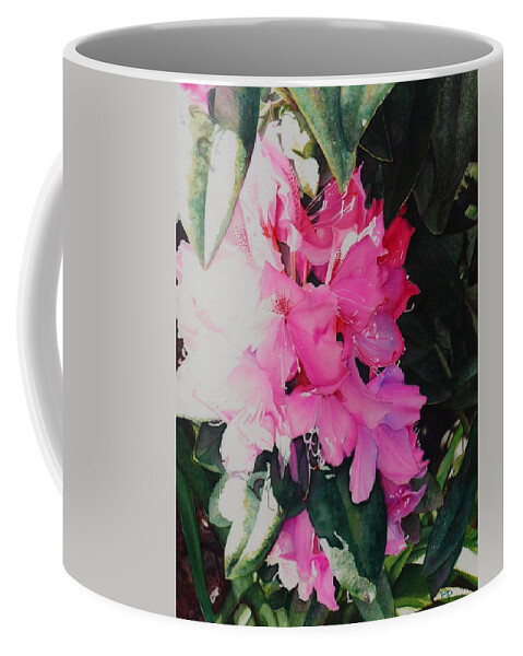  Coffee Mug featuring the painting Rhodies by Barbara Pease