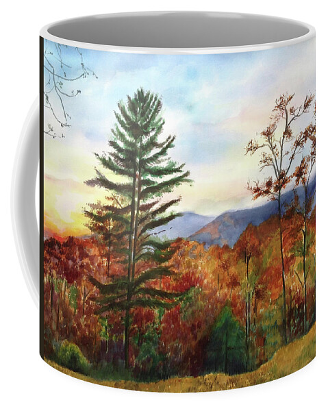 Autumn Coffee Mug featuring the painting Rich Mountain Wilderness, Georgia in Autumn by Judy Swerlick