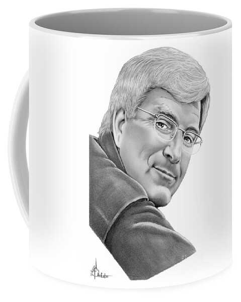 Pencil Coffee Mug featuring the drawing Rick Steves by Murphy Elliott