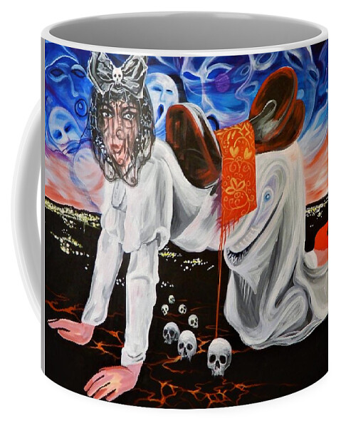 Woman Coffee Mug featuring the painting RIDDLE of THE SPHINX by Yelena Tylkina