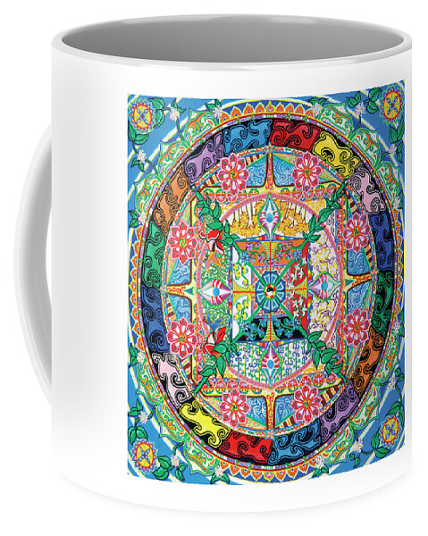 Review Journal Coffee Mug featuring the mixed media Rinchen Ratna by Dar Freeland