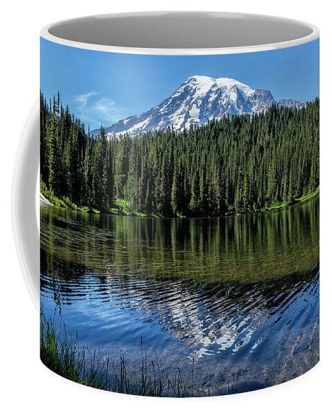 Mount Rainier Coffee Mug featuring the photograph Ripples and Reflection, Mt Rainier by Belinda Greb