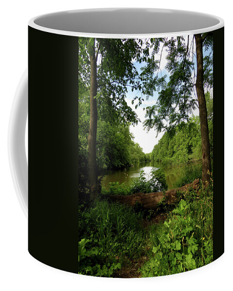  Coffee Mug featuring the photograph River Bend Seating by Kimberly Mackowski