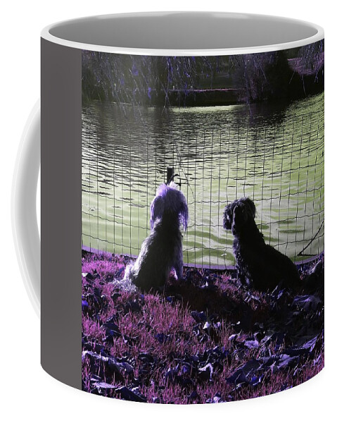 Dog Coffee Mug featuring the photograph River Gazing In Pink by Rowena Tutty