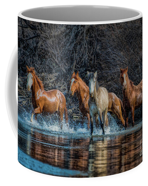 Wild Horses Coffee Mug featuring the photograph River Running by Lisa Manifold