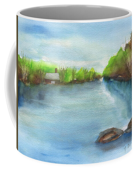 River Coffee Mug featuring the painting River Wide by Frank Bright