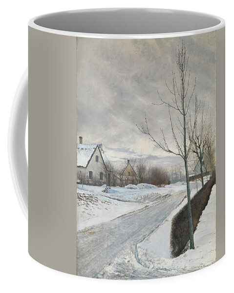 Road In The Village Of Baldersbr�nde (winter Day) Laurits Andersen Ring Coffee Mug featuring the painting Road in the Village of Baldersbrnde by Laurits Andersen Ring