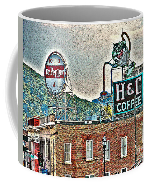 Roanoke Va Virginia Coffee Mug featuring the photograph Roanoke VA Virginia - Dr Pepper and H C Coffee Vintage Signs by Dave Lynch