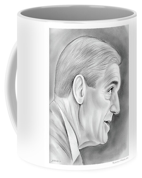 ﻿robert Mueller Coffee Mug featuring the drawing Robert Mueller by Greg Joens