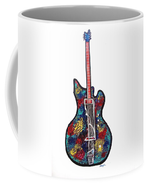Guitar Coffee Mug featuring the painting Rock on 3 by Manjiri Kanvinde