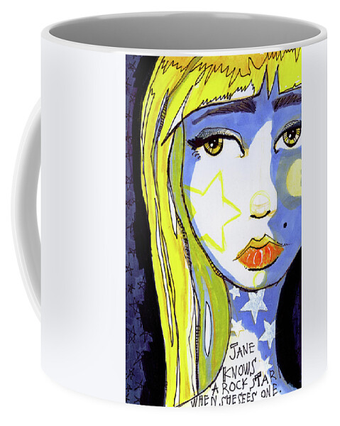 Rockstar Coffee Mug featuring the painting Rockstar Jane by Tonya Doughty