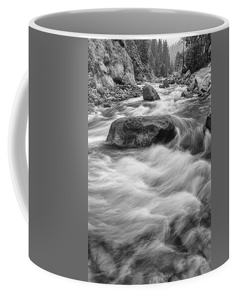 Water Coffee Mug featuring the photograph Rocky Mountain Streaming in Black and White by James BO Insogna