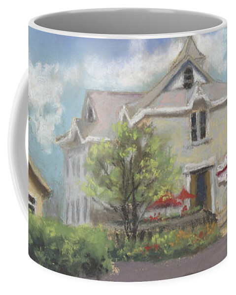 Plein Air Painting Of Rocky Point Winery Marblehead Ohio Coffee Mug featuring the painting Rocky Point Winery by Terri Meyer