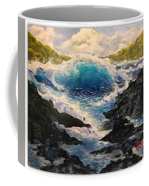 Painting Coffee Mug featuring the painting Rocky Sea by Esperanza Creeger