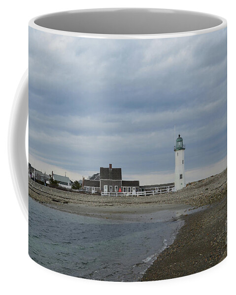 Scituate Light Coffee Mug featuring the photograph Rocky Shore and Scituate Light by DejaVu Designs