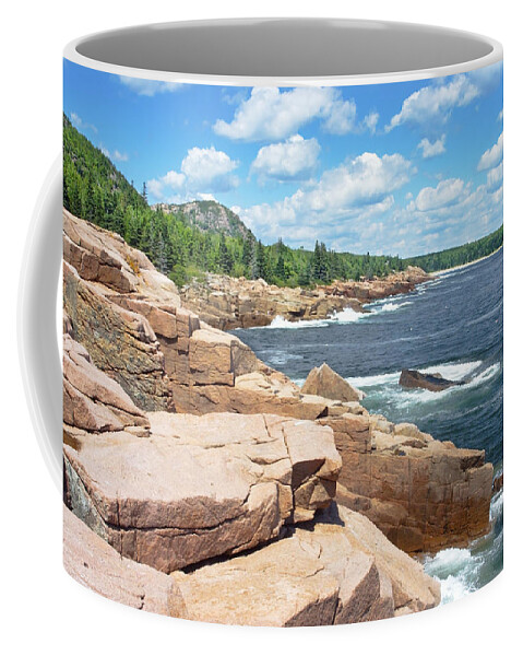 Maine Coffee Mug featuring the photograph Rocky Summer Seascape Acadia National Park Photograph by Keith Webber Jr