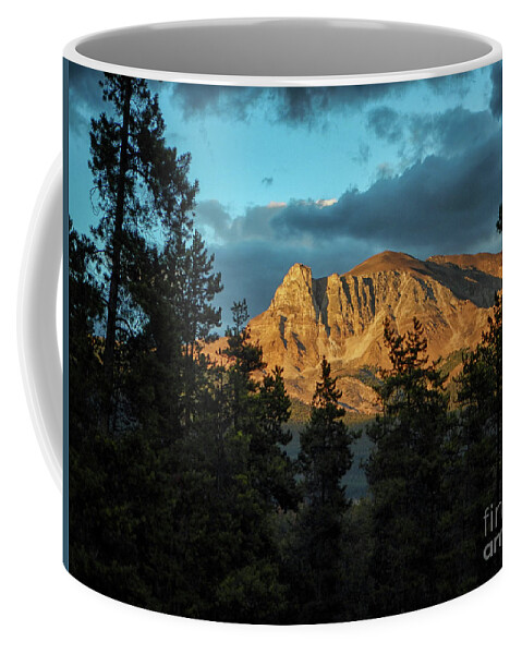 Mountain Coffee Mug featuring the photograph Rocky sunset by Patricia Hofmeester