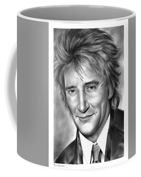 Rod Stewart Coffee Mug featuring the drawing Rod Stewart by Greg Joens