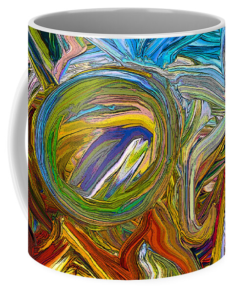 Original Modern Art Abstract Contemporary Vivid Colors Coffee Mug featuring the digital art Rolling Circle by Phillip Mossbarger
