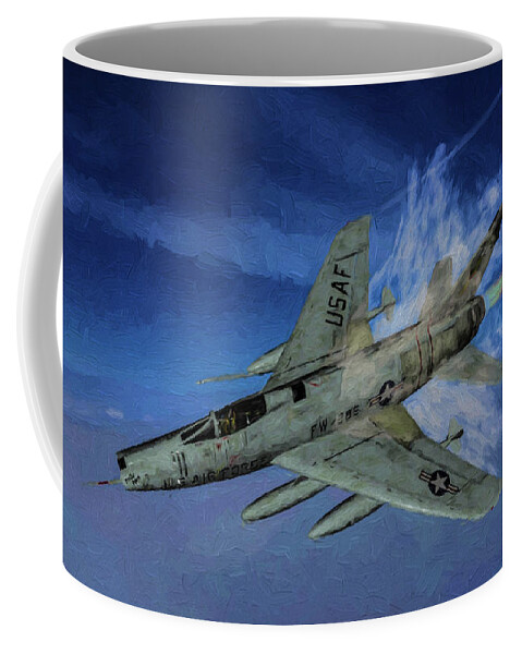 North American F-100 Super Sabre Coffee Mug featuring the digital art Rolling Thunder F-100 Super Sabre by Tommy Anderson