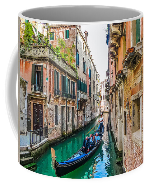 Alley Coffee Mug featuring the photograph Romantic Gondola scene on canal in Venice by JR Photography