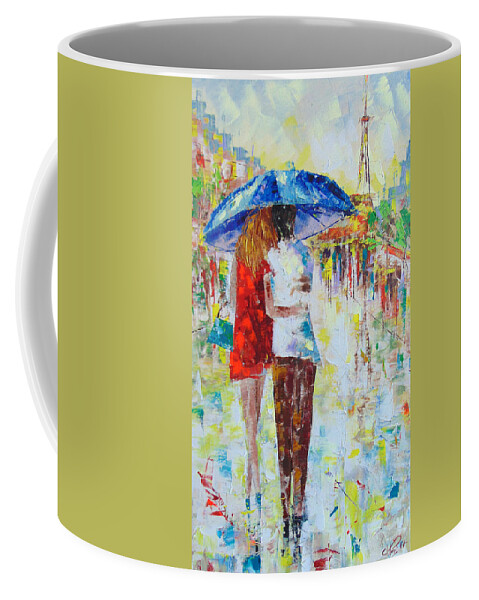 Romantic Coffee Mug featuring the painting Romantic Paris by Frederic Payet