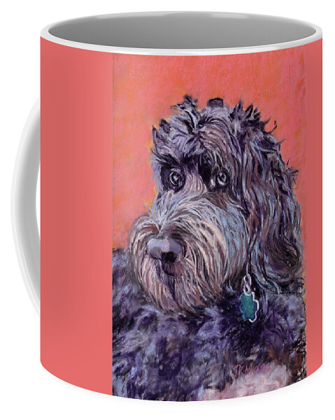 Labradoodle Coffee Mug featuring the painting Romi by Julie Maas