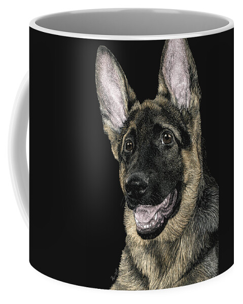 Dog Coffee Mug featuring the drawing Rommel by Ann Ranlett