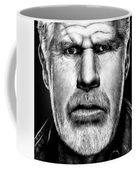 Ron Perlman Coffee Mug featuring the drawing Ron Perlman as Clay Morrow by Rick Fortson