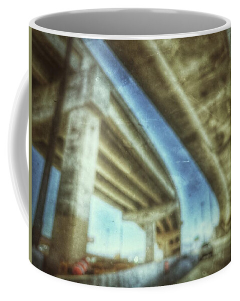 Overpass Coffee Mug featuring the photograph Rooftop Traffic by Mark Ross
