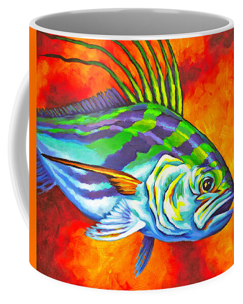 Roosterfish Coffee Mug featuring the painting Rooster Fish by Tish Wynne
