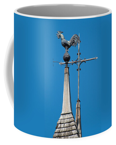 Rooster Coffee Mug featuring the photograph Rooster Weathervane by Jani Freimann