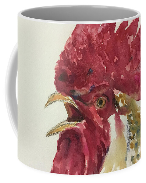 Bird Coffee Mug featuring the painting Rooster by Yoshiko Mishina