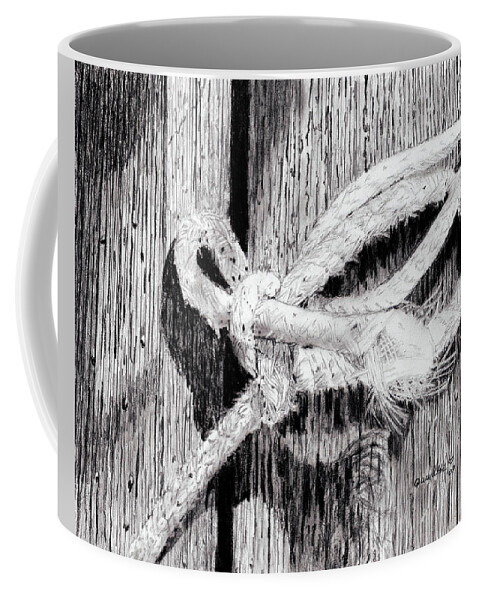 Rope Coffee Mug featuring the painting Rope on a Fence by Quwatha Valentine