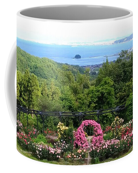 #garden #sea #outdoor #green #blue Coffee Mug featuring the photograph Rose Garden by Saori Yamazaki