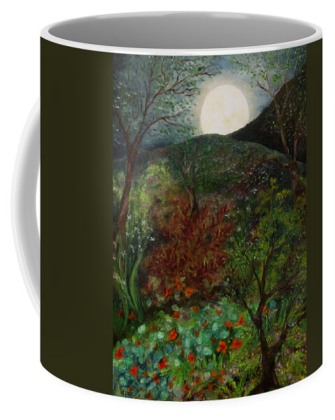 Forest Coffee Mug featuring the painting Rose Moon by FT McKinstry