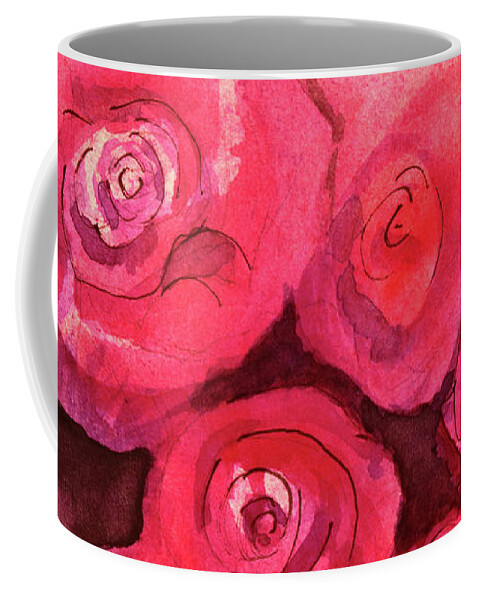 Face Mask Coffee Mug featuring the painting Roses Nocturne by Lois Blasberg