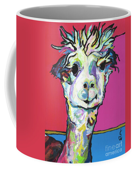 Alpaca Coffee Mug featuring the painting Rosie by Pat Saunders-White