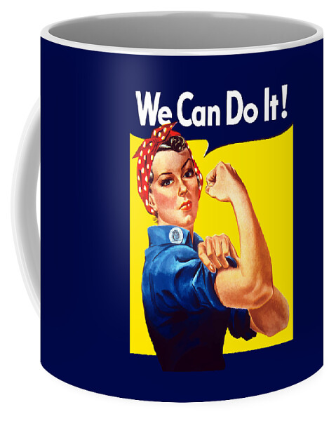 Rosie The Riveter Coffee Mug featuring the painting Rosie The Rivetor by War Is Hell Store