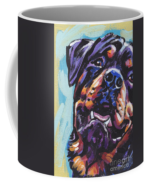Rottweiler Coffee Mug featuring the painting Rottie Power by Lea S