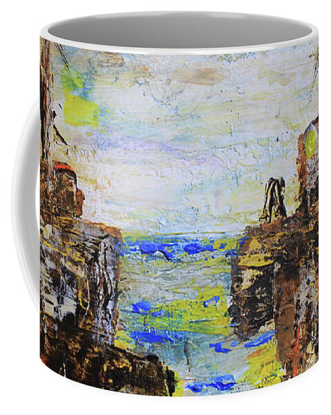 Landscape Coffee Mug featuring the painting Rough Country Abstract by April Burton