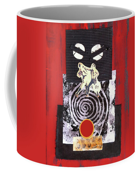 Dada Coffee Mug featuring the mixed media Round and Round by Elizabeth Bogard