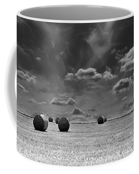 Agricultural Coffee Mug featuring the photograph Round Straw Bales Landscape by John Williams