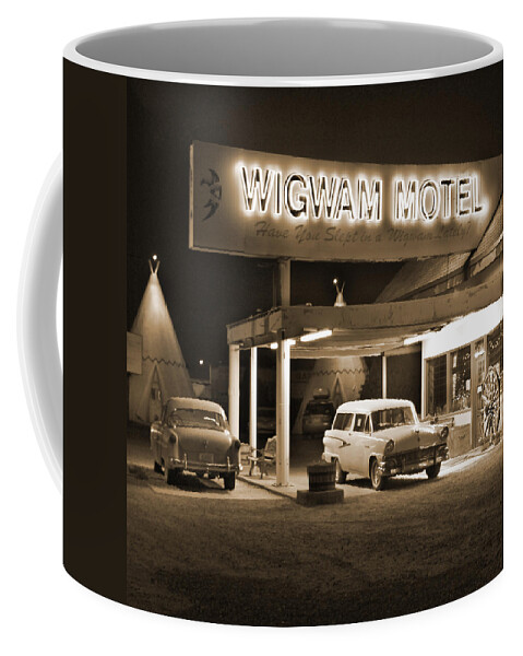 Tee Pee Coffee Mug featuring the photograph Route 66 - Wigwam Motel by Mike McGlothlen