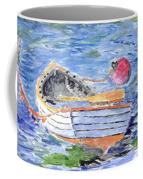 Row Coffee Mug featuring the painting Rowboat by William Bowers