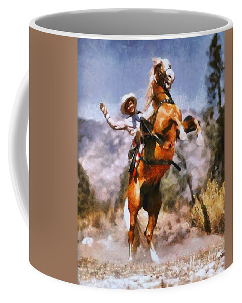 Cinema Coffee Mug featuring the painting Roy Rogers and Trigger, Hollywood Western Legends by Esoterica Art Agency